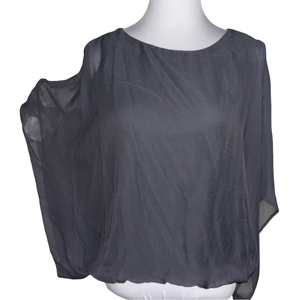 Chicos Charcoal Sheer Blouse Cami